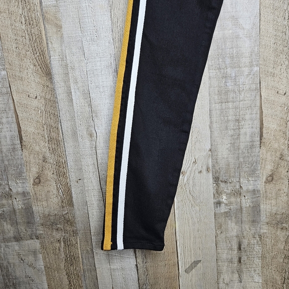 Pacsun Black High-rise Ankle Jeggings Stripe Down The Legs Skinny Size 25 - Picture 2 of 9